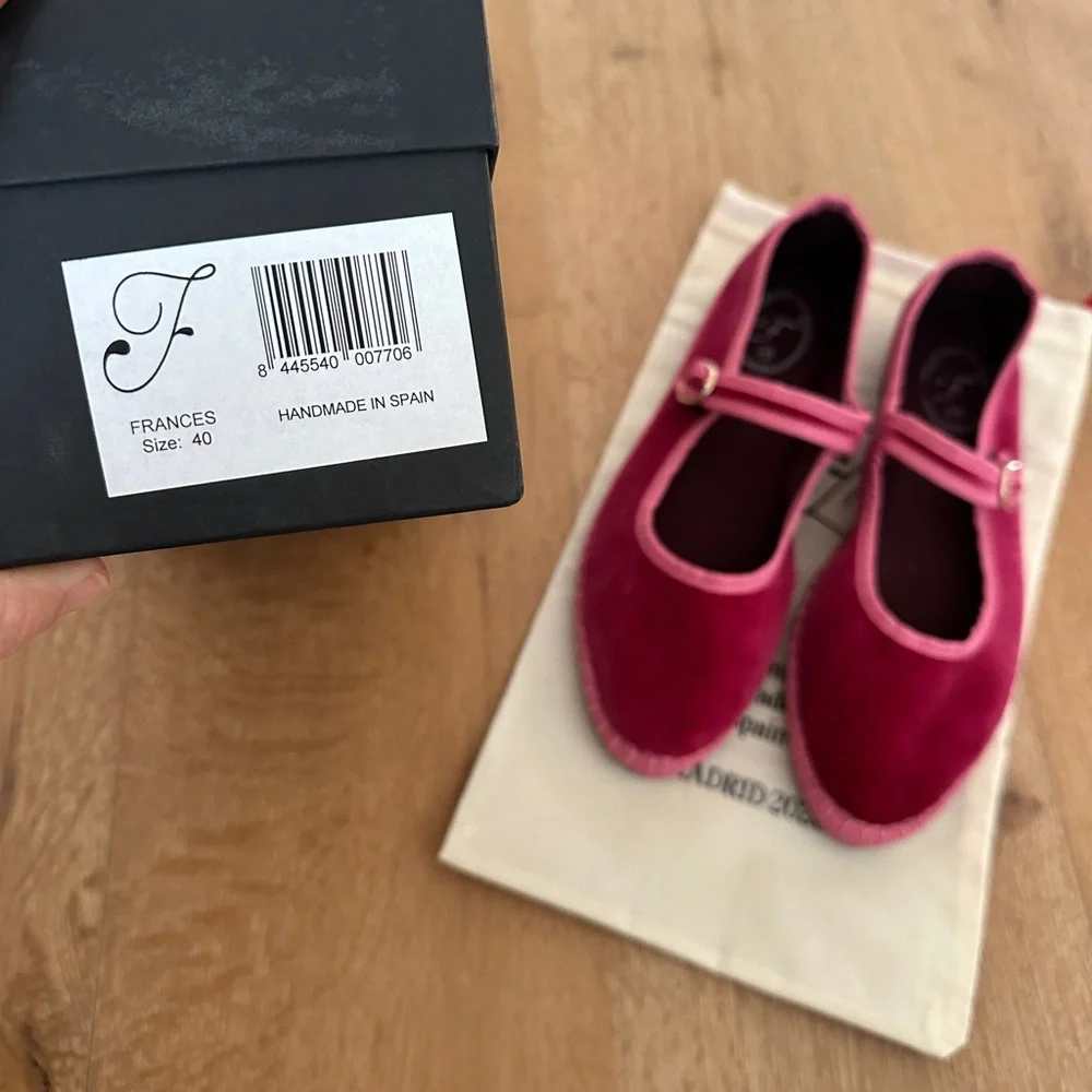 Flabelus Raspberry Velvet Flats - Picture 7 of 8